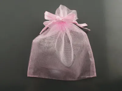 Produktbild von Vintageparts 10 Organzasäckchen in rosa, 9 x 7 cm
