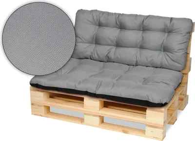 Produktbild von Superkissen24. Palettenkissen Palettenauflagen Sitzkissen - 120x80 cm und Rückenlehne 120x50 cm - Outdoor und Indoor - grau
