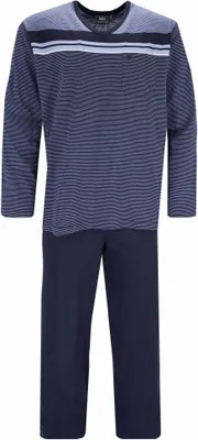 Image de hajo Hommes Pyjama, set de 2 pièces - long, décolleté en V, confort climatique, rayé bleu XL