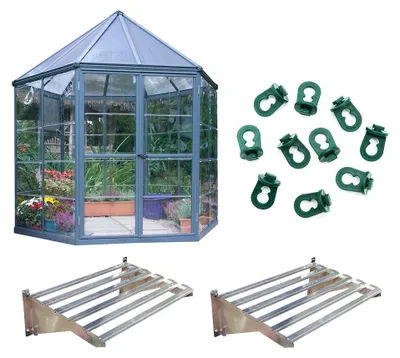 Obrázek produktu pro Palram - Sada hliníkového skleníku Canopia Oasis včetně příslušenství šedá Ø 248 cm