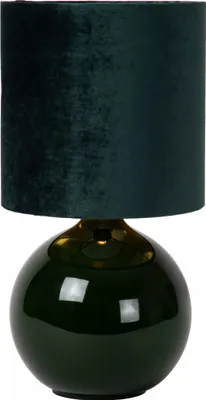 Image de Lampe de table en verre avec abat-jour vert, culot E14, Esterad Lucide