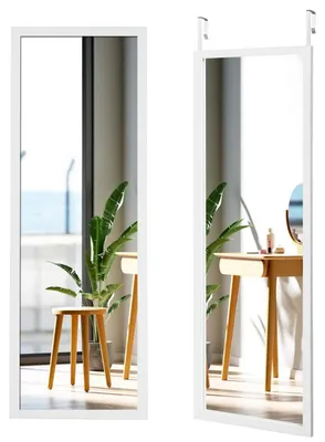 Obrázek produktu pro Obdélníkový nástěnný zrcadlo s dřevěným rámem, rozměry 120 x 37 cm, barva bílá