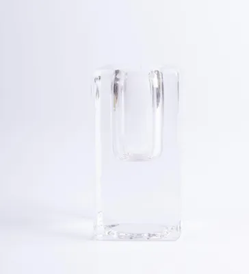 Produktbild von INNA-Glas Eckiger Glasleuchter SOLUNA für Spitzkerzen, transparent, 4x4x8 cm - Kerzen Halter