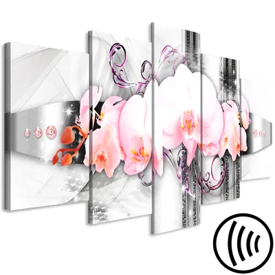 Produktbild von Akustikbild Blumen 200x100 cm Bilder Akustikschaum Hochleistungsschallabsorber Schallschutz Leinwand 5 tlg Wandbild Raumakustik Schalldämmung Orchidee b-A-0614-b-m
