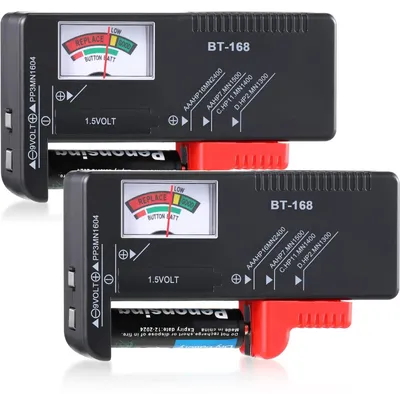Productafbeelding van 2 x digitale batterijtester, voor AA, AAA, C, D, 9V en knoopcellen