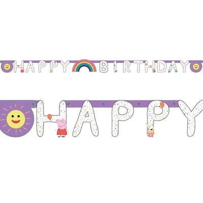 Produktbild von Girlande / Banner Happy Birthday Peppa Pig, 2.2m, Papier, Raumdeko Geburtstag