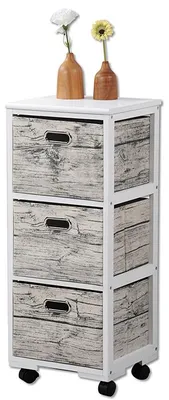 Produktbild von KESPER Regal mit 3 Boxen und 4 Rollen, 32x31x82cm, weiß, grau, 14276