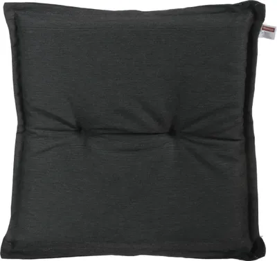 A dark gray cushion on a white background.