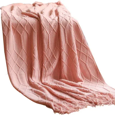 Produktbild von Sofadecke Boho Decke Strick Decke weich Wohndecke Rosa