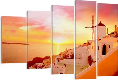 Produktbild von Bild auf Leinwand - Leinwandbild - Santorini Griechenland Urlaub - 150x100cm - Wand Bild - Wanddeko - Leinwanddruck - Bilder - Kunstdruck - Leinwand bilder - Wandkunst - EG150x100-2691