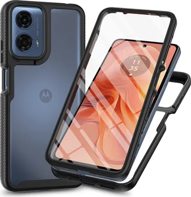 Immagine prodotto di Custodia per Motorola Moto G35, paraurti con protezione dello schermo a 360° integrata Custodia protettiva per tutto il corpo Nero