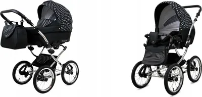 Produktbild von BabyLux® Margaret Exclusive | 2in1 Kinderwagen Set | White Dots | Kombikinderwagen | Kinderwagen