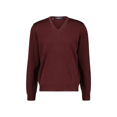 Produktbild von März Pullover V-Ausschnitt bordeaux einfarbig Wolle