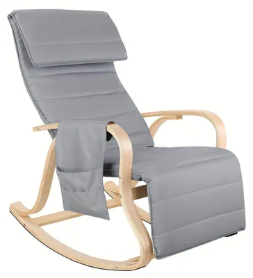 Image de Fauteuil à bascule - Fauteuil - Fauteuil relax - Chaise de jardin - Dossier réglable - Bois de bouleau - Capacité de charge : 150 kg