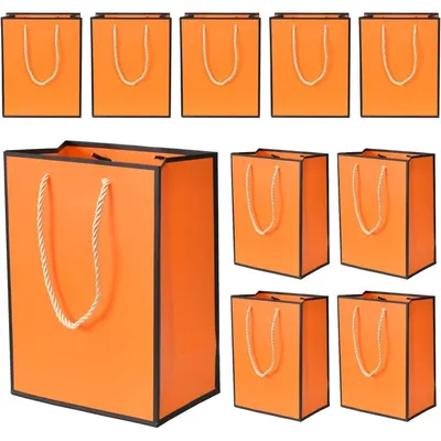 Immagine prodotto di Sacchetti regalo in carta, 10 pezzi, con maniglia, 18x10x23 cm, carta kraft, colore arancione