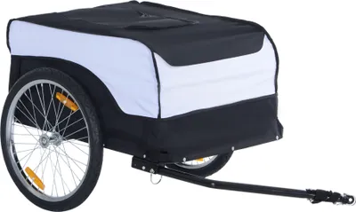 Produktbild von HOMCOM Transportanhänger Lastenanhänger Fahrrad Anhänge Lasten-Fahrradanhänger CargoTrailer (Weiß-Schwarz)