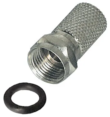 Produktbild von Transmedia Twist-On F-Stecker; Steckerlänge 20 mm, vernickelt, mit O-Ring, FF 0/7 D