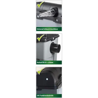 Immagine prodotto di Filtro per laghetti / set di filtri a flusso continuo 10m³ 3300 L/h Heissner FPU10100-00