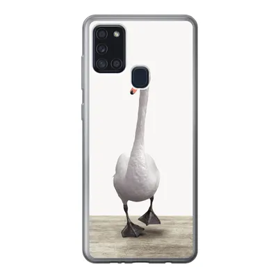 Produktbild von MuchoWow® Handyhülle Schutzhülle Hülle für Samsung Galaxy A21s Schwan - Tiere - Vogel - Jungen - Mädchen - Kinder Silikon Softcase Handy Hülle - Hartschale