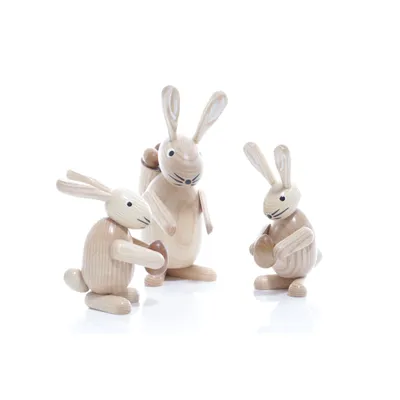 Produktbild von Osterdekoration Osterhasengruppe 3tlg. Natur Höhe=11-17,5cm NEU