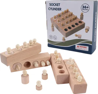 Imagen del producto de Cilindro, juguete educativo de madera, bloque de construcción cilíndrico para la educación infantil