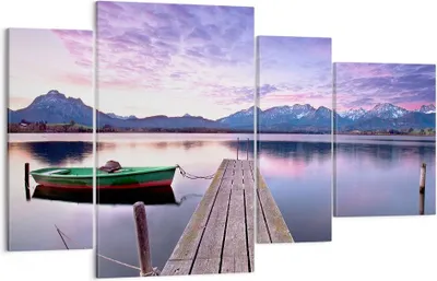 Produktbild von Bild auf Leinwand - Leinwandbild - See Berge Wasser - 120x70cm - Wand Bild - Wanddeko - Wandbilder - Leinwanddruck - Bilder - Kunstdruck - Wanddekoration - Leinwand bilder - Wandkunst - DL120x70-3671