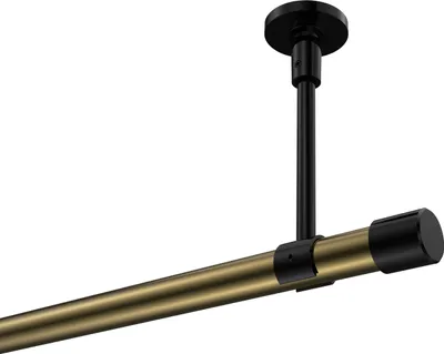 Produktbild von Interdeco Gardinenstange / Vorhangstange Messing Antik / Schwarz, Typ Sonette Santo (Kappe) ohne Ringe, Deckenmontage, 20 mm Ø 1-läufig, 520 cm