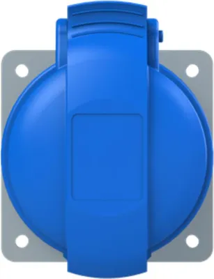 Productafbeelding van Amphenol 32 Ampère CEE inbouwstopcontact, 3-polig (2P+PE), vrouwelijke aansluiting, codering 6h blauw, 200/250V, frequentie 50 en 60Hz - 1 stuk