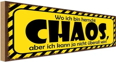 Produktbild von vianmo Holzschild 10x27 cm wo ich bin herrscht Chaos aber Dekoration