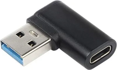 Produktbild von USB-C Buchse auf USB3.0 Typ A Stecker 90° gebogen