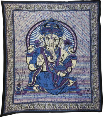 Produktbild von Tagesdecke - Wandtuch - Ganesha - blau - 215x235cm