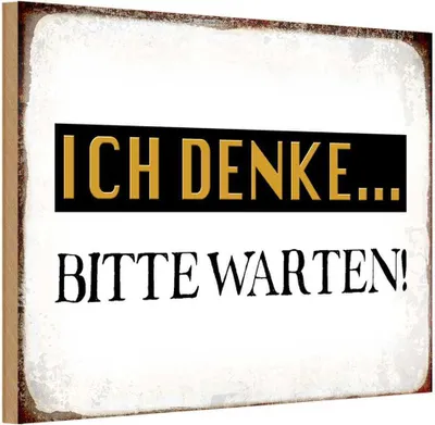 Produktbild von vianmo Holzschild 20x30 cm ich denke bitte warten Dekoration