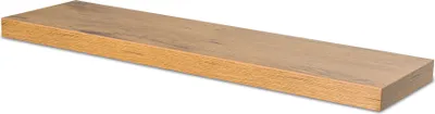 A wooden shelf board is shown against a white background.
