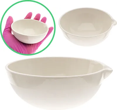 Produktbild von Dampfschale, Porzellanschüssel, runder Boden, Inhalt 150 ml, mit Ausguss, glasiert