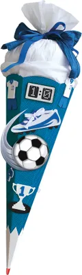 Produktbild von Schultüten-Bastelset Soccer blau 68 cm 6-eckig Rot(h)-Spitze Kreppverschluss