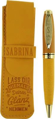 Produktbild von History & Heraldry Bamboo Persönlicher und individueller Kuli Kugelschreiber Stift mit Namen und Spruch Personalisiertes Etui Monogramm-Design persönliches Geschenk (Kuli Sabrina )