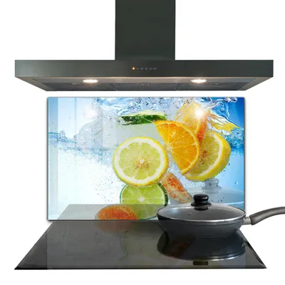 Produktbild von Spritzschutz aus Glas Küchenrückwand - Wandschutz für Herd und Spüle - 100x70 cm - Saftige Zitrusfrüchte Erfrischung