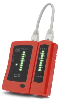 Zdjęcie produktu dla Tester sieci - Tester kabli RJ45, RJ11 i RJ12 - Tester sieci LAN - 1x bateria i torba do przechowywania