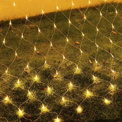Productafbeelding van TolleTour LED-lichtnet voor binnen, met 8 lichtmodi. Verlichtingstouw voor kerst, Halloween, tuin, bruiloften. Warm wit licht, 4,5 x 1,6 meter