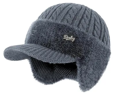 Produktbild von Strickmütze mit Ohrenschutz, feuchtigkeitsableitendem Material, warmem und atmungsaktivem Design, weichem Fleecefutter, Sportmütze für Winter und kaltes Wetter