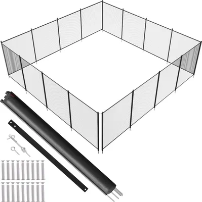Produktbild von VEVOR Poolzaun, 1,21 x 14,63 m, abnehmbarer Kindersicherheits-Poolzaun, einfache DIY-Installation, Schwimmbadzaun, 340 g Teslin-PVC-Poolzaunnetz, schützt Kinder und Haustiere