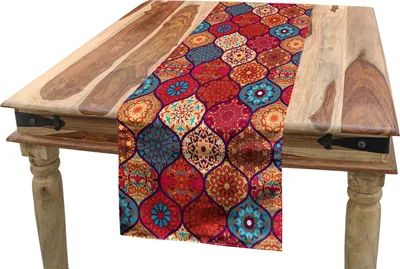 Obrázek produktu pro ABAKUHAUS marocký ubrus, Oriental Wellig Natur, jídelna kuchyně obdélníkový dekorativní ubrus, 40 x 180 cm, vícebarevný