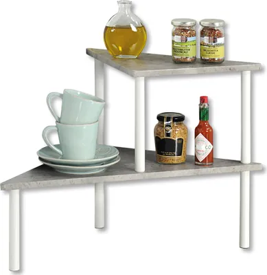 Produktbild von KESPER Küchenregal Kücheneckregal mit 2 Ebenen – Beton-Optik – 53 x 38 x 38 cm – - – Regal aus Metall & lackierter Faserplatte – 27812