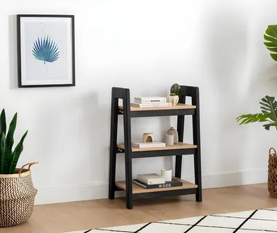 Image de Bibliothèque en bois noir et beige Étagères sur pied Enfants Luxe Meubles de rangement