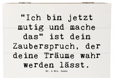 Produktbild von Mr. & Mrs. Panda Box Spruch Mutig zu sich selbst stehen 22 x 15 cm - Weiß - Geschenk, Geschenkbox, Ermutigung, Schatzkiste, Selbstvertrauen, holz, Stärke, Vertrauem