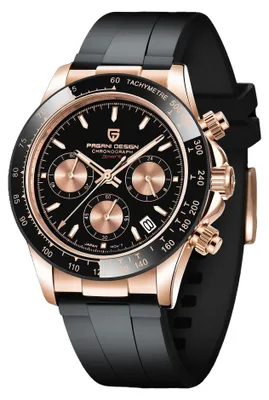 Produktbild von Herrenuhr Pagani Design Quint, Quarz, Chronograph, Schwarz / Roségold