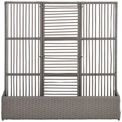 Productafbeelding van Outsunny polyrotan verhoogde tuinbak met klimrek, bloembak voor de tuin, grijs