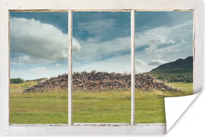 Produktbild von MuchoWow® Poster Durchblick - Baumstämme - Wolken 120x80 cm - Bilder