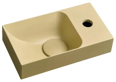 Produktbild von PICCOLINO Beton-Waschbecken 30,8x10x17cm, Armaturloch rechts, Gelb