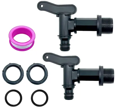 Wasserhahn 3/4 Zoll, 2 Stück, Kunststoff, schwarz